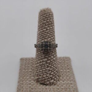 Size 7 Sterling Silver Clear Sapphire Gems Band Ring A3197